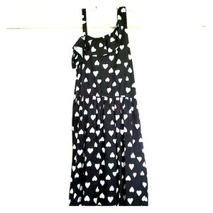 Girls Dress Size 8 Black with White Hearts